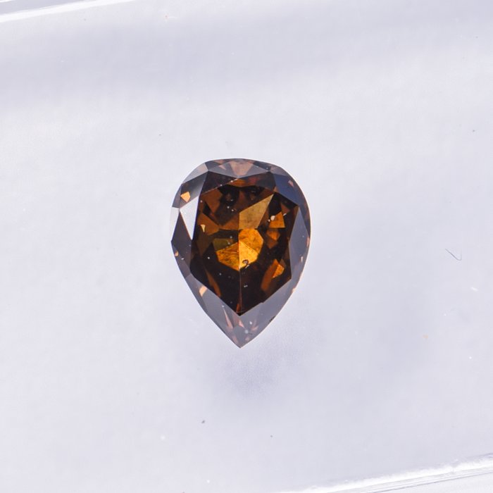 Ingen mindstepris - 1 pcs Diamant  (Naturfarvet)  - 0.43 ct - Pære - Fancy deep Grønlig, Gul Brun - SI1 - International Gemological Institute (IGI)