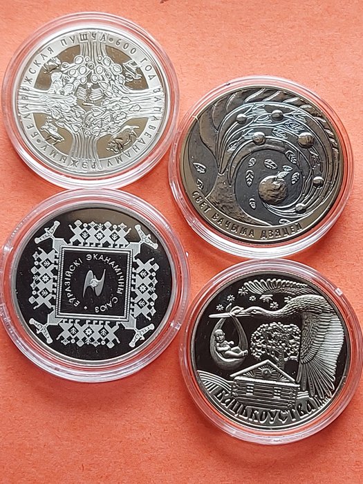 Hviderusland. 1 Rouble 2009/2018 (4 moedas) Proof  (Ingen mindstepris)