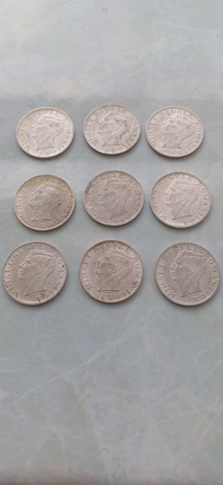 Rumænien. Mihai I (1927-30, 1940-47). A Lot of 9x High Grade Romanian 500 Lei Silver Coins 1944