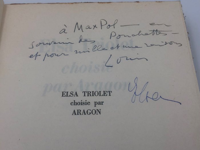 Signé; Louis Aragon  Elsa Triolet - Elsa Triolet choisie par Aragon - 1960