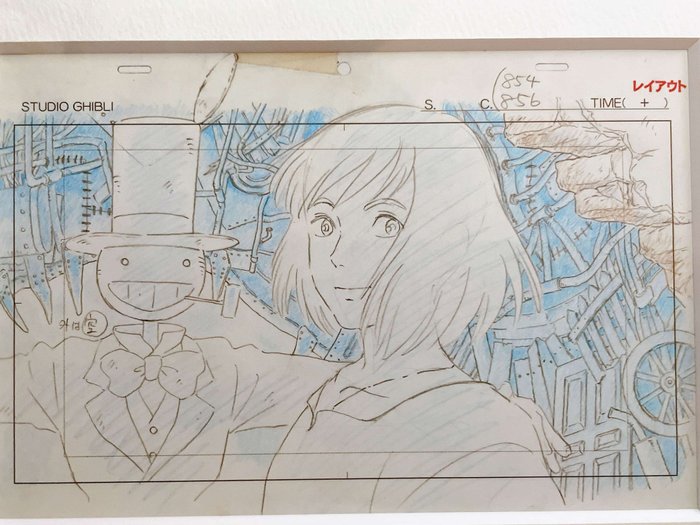 Hayao Miyazaki - 2 "Howl's Moving Castle" ハウルの動く城 Indrammede print af layout - Studio Ghibli - 2008