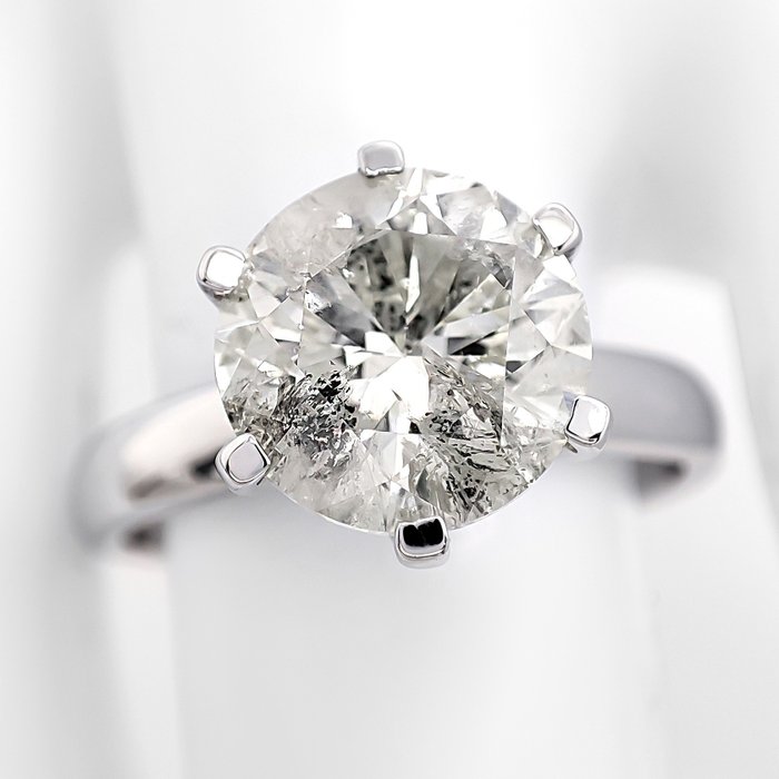 Ring - 14 karat Hvidguld -  3.10ct. tw. Diamant (Natur)