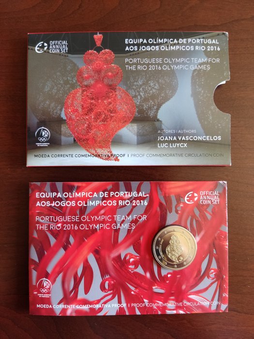 Portugal. 2 Euro 2016 "Jogos Olímpicos do Rio de Janeiro" Proof