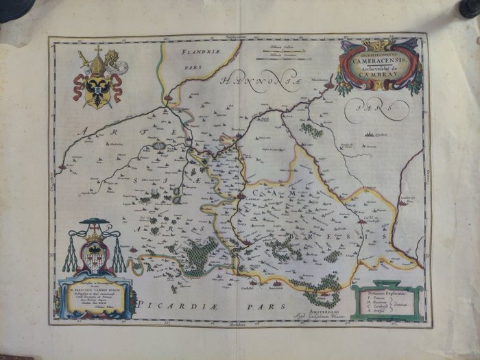 Frankrig - Kort over ærkebiskopsrådet i Cambrai (Cambray); Guiljelmum Blaeu - Carte de l'archevêché de Cambrai - 1651-1660