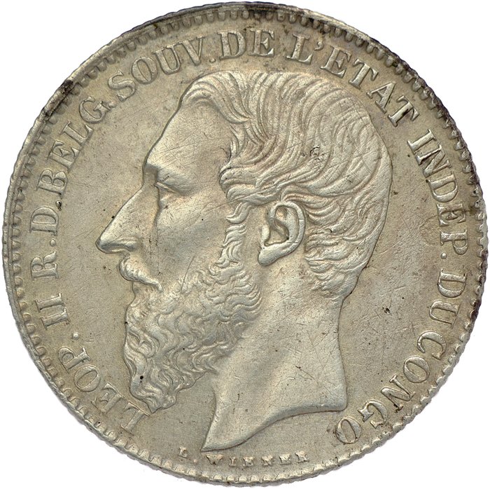 Fristaten Congo. Leopold II (1865-1909). 2 Francs 1894 - LOW MINTAGE - SCARCE