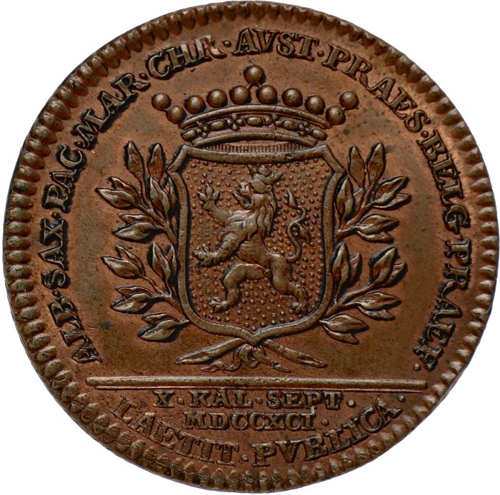 Østrigs Holland. Leopold II. (1790-1792). Jeton Brussels mint - 1791 - by Th. van Berckel - HIGH QUALITY - SCARCE