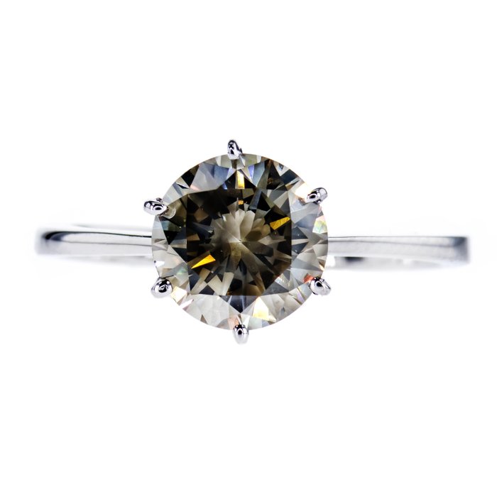 Ingen mindstepris - Forlovelsesring - 14 karat Hvidguld -  2.02ct. tw. Diamant (Naturfarvet)