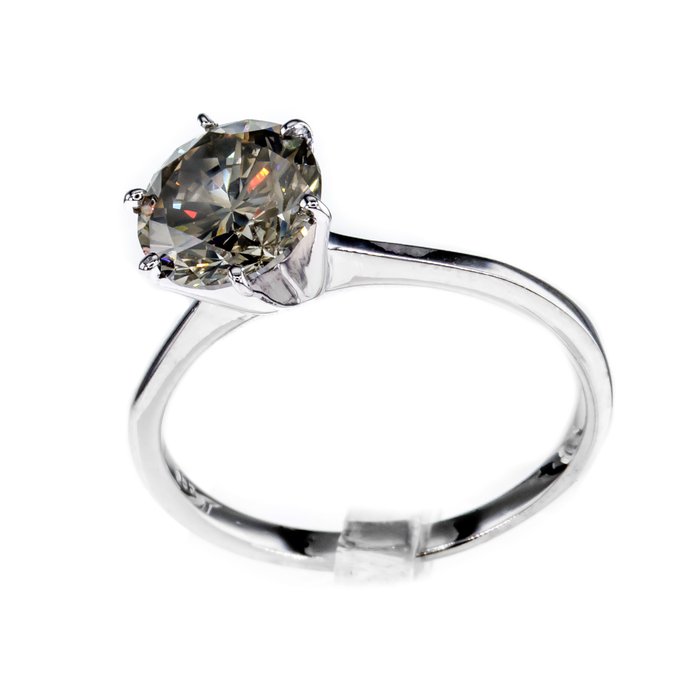 Ingen mindstepris - Forlovelsesring - 14 karat Hvidguld -  2.02ct. tw. Diamant (Naturfarvet)