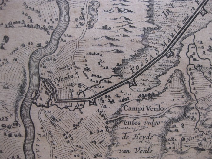 Holland - Limburg / Fossa Sancta mariae eller fossa Eugenia; Willem Blaeu - "Theatrum orbis Terrarum, sive Atlas novum" - 1621-1650