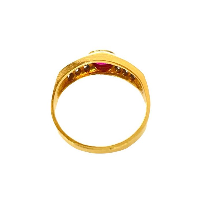 Ring - 18 kraat Gulguld -  0.49ct. tw. Rubin - Diamant - Ruby diamantring