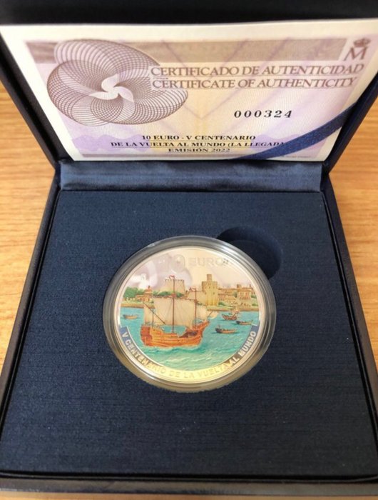 Spanien. 10 Euro 2022 "Vuelta al Mundo" Proof  (Ingen mindstepris)