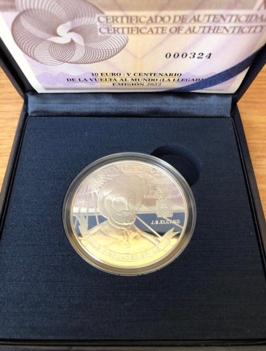 Spanien. 10 Euro 2022 "Vuelta al Mundo" Proof  (Ingen mindstepris)