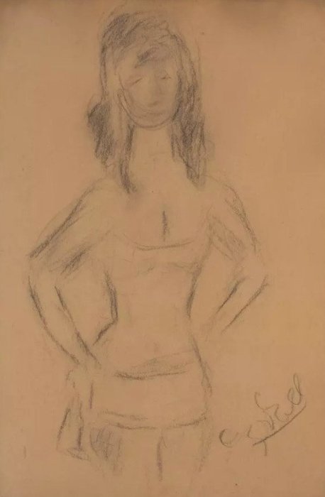 Béla Czóbel (1883-1976) - Female figure, with MNG criticism