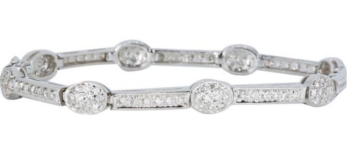 Ingen mindstepris - Armbånd - 18 kraat Hvidguld Diamant (Natur)