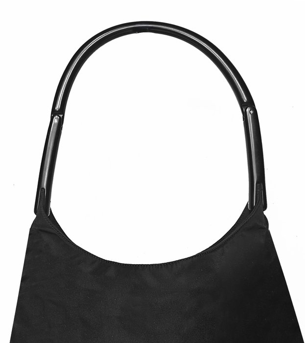 Prada - Hobo Bag , Classic Tessuto Nylon Nero e Manico Bachelite - Skuldertaske