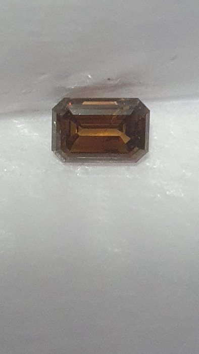 1 pcs Diamant  (Naturfarvet)  - 1.00 ct - Smaragd - Fancy deep Brunlig, Orange nuance Gul - I1 - Antwerp Laboratory for Gemstone Testing (ALGT)