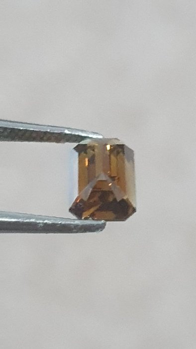 1 pcs Diamant  (Naturfarvet)  - 1.00 ct - Smaragd - Fancy deep Brunlig, Orange nuance Gul - I1 - Antwerp Laboratory for Gemstone Testing (ALGT)