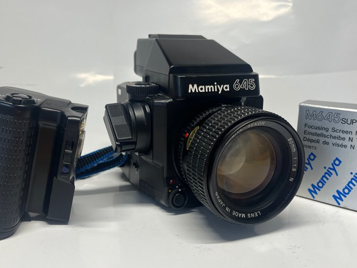 Mamiya 645 Super + Sekor C 1.9/80mm + 2 Rückteile + Sucher + Powerwinder - Mellemformat kamera