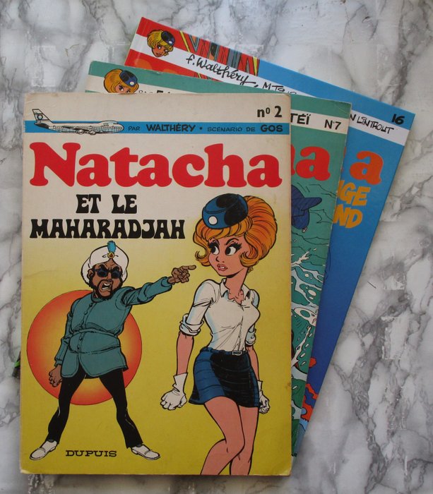 Natacha T1 + T7 + T16 - 2x B + C - 3 Album - Første udgave - 1972/1994