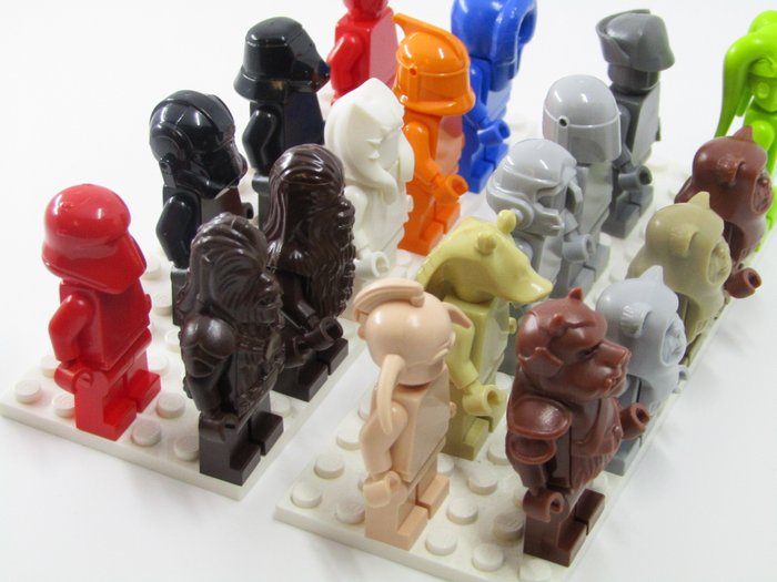 Lego - Star Wars - 19x Monochrome minifigure lot plain unprinted prototype style rare characters