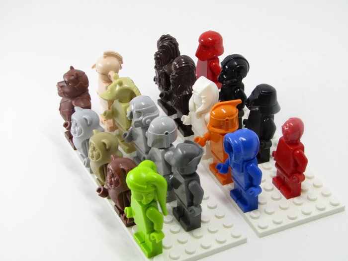 Lego - Star Wars - 19x Monochrome minifigure lot plain unprinted prototype style rare characters