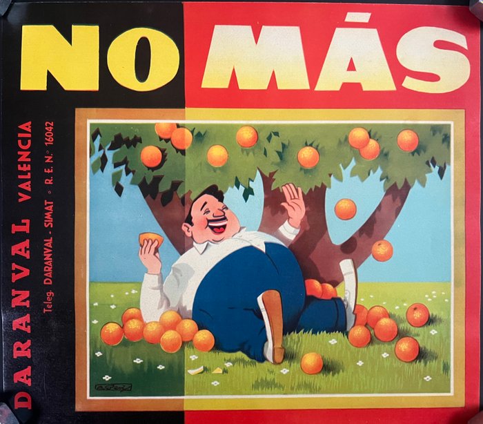 Anonymous - poster pubblicitario ARANCE NO MAS – anni ‘50 - OFFSET