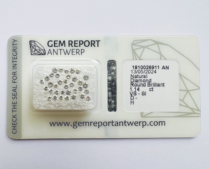 35 pcs Diamant  (Natur)  - 114 ct - Rund - SI1 VS1 VS2 - Gem Report Antwerp (GRA)