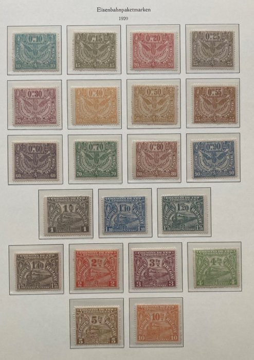 Belgien 1920 - London-udgaver: Komplet serie af 'Winged Wheel' og lokomotiver - OBP/COB TR79/99