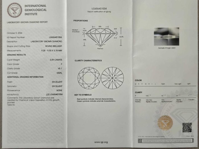 Ingen mindstepris - Ring - 14 karat Hvidguld -  3.49ct. tw. Diamant (Laboratoriedyrket) - Diamant