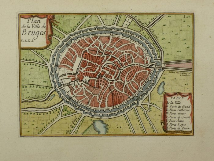 Belgien - Brugge; Sebastien de Pontault de Beaulieu - Plan de la Ville de Bruges - 1668