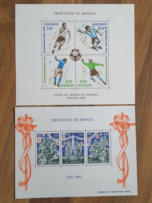 Monaco 1982/1986 - 5 hele år med luftpost, souvenirark, forhåndsannulleringer og toldstempler - Yvert 1306 à 1561 sans non émis, PA 100 à 104, BF 22, 23, 25, 28, 30, 34, préo 74 à 93, taxe 71 à 86