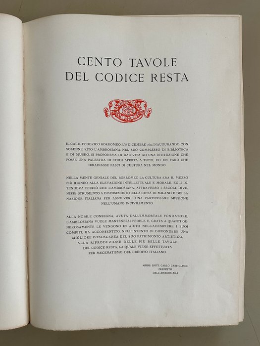 Biblioteche Ambrosiane - Cento Tavole del Codice Resta 1955 - ed 52/2030 - 1955