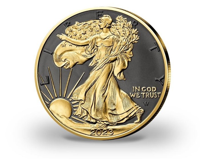 Förenta staterna. 1 Dollar 2023 American Silver Eagle - Gold  Ruthenium veredelt, 1 Oz (.999)  (Ingen mindstepris)