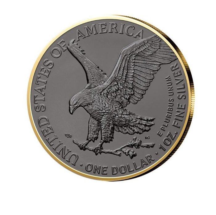 Förenta staterna. 1 Dollar 2023 American Silver Eagle - Gold  Ruthenium veredelt, 1 Oz (.999)  (Ingen mindstepris)