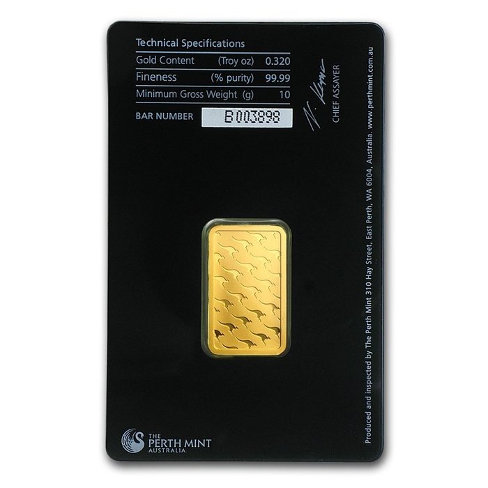 10 gram - Guld 999 - Perth Mint - Forseglet  Med certifikat