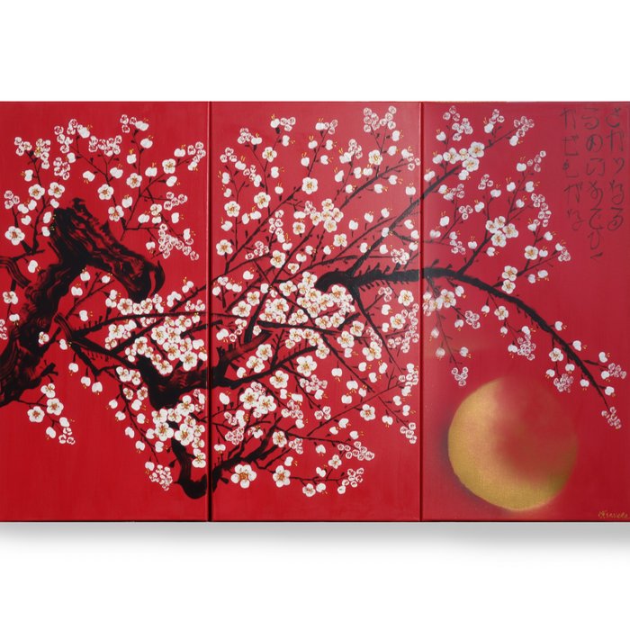 Ksavera - Japanese sakura J396 - himberry red triptych - XXL