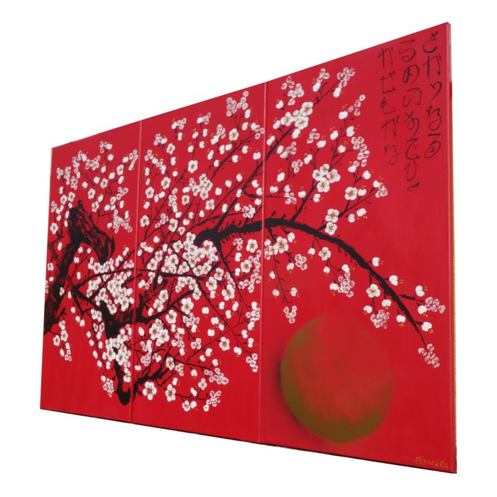 Ksavera - Japanese sakura J396 - himberry red triptych - XXL