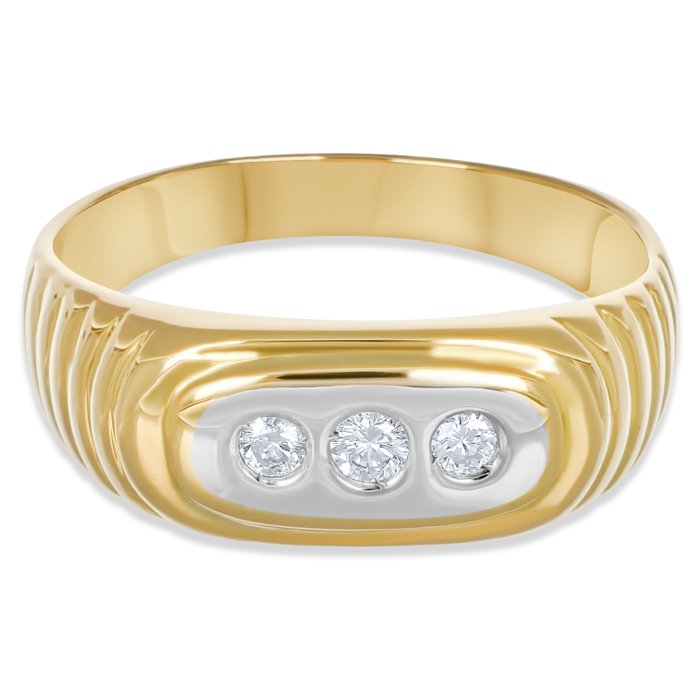 Ring - 18 kraat Gulguld, Hvidguld -  0.20ct. tw. Diamant (Natur)