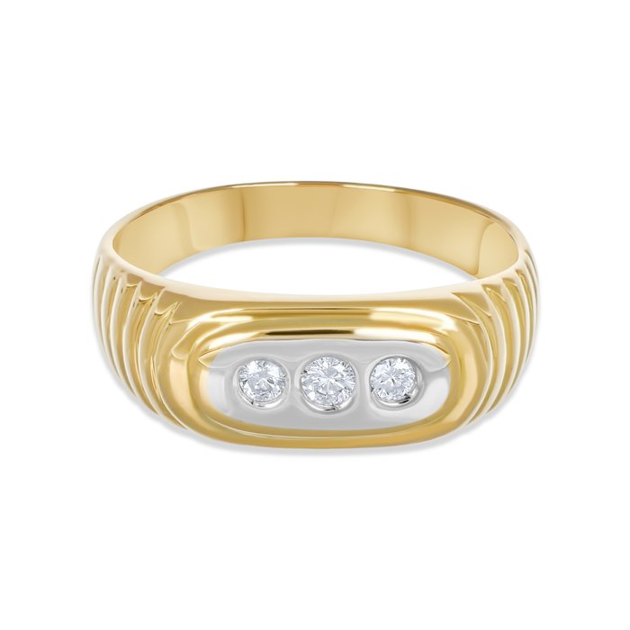 Ring - 18 kraat Gulguld, Hvidguld -  0.20ct. tw. Diamant (Natur)