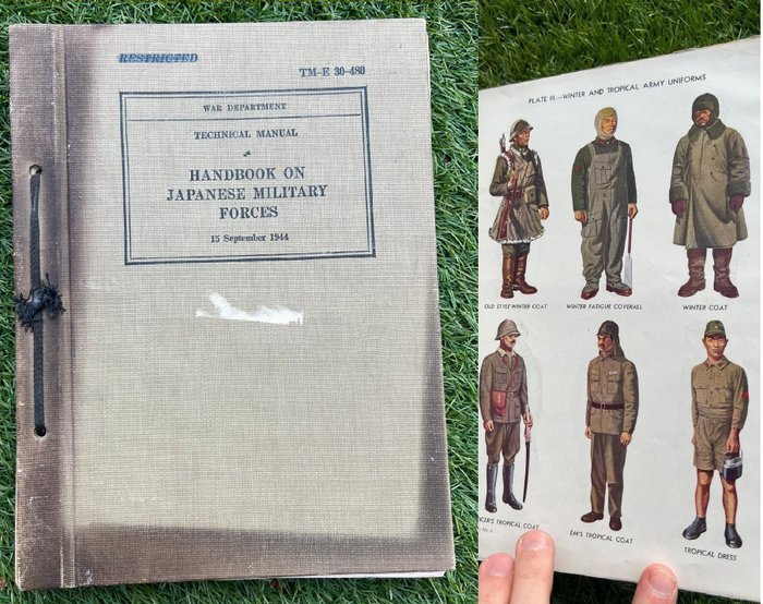 Official WW2 US Army Restricted ''Handbook of Japanese Military Forces' - Uniforms - Tanks - Weapons - Aircraft - Vehicles - IJA - 1944