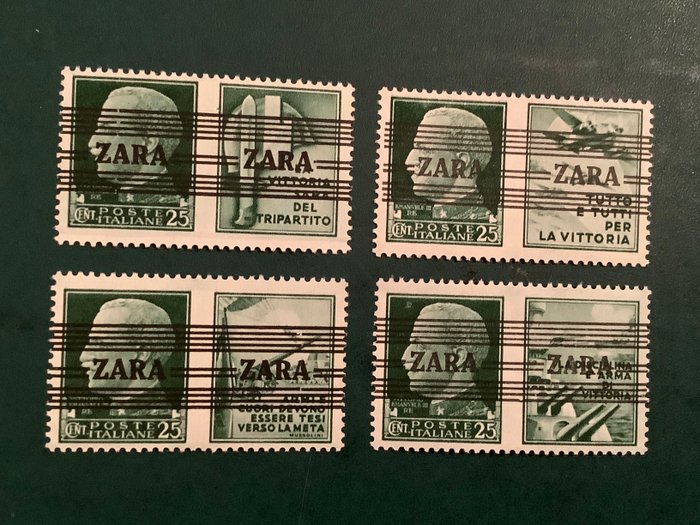 Tyske Rige - Besættelse af Zara 1943 - 25 cent reklamestempel: de fire typer - godkendt Ludin BPP - Michel 35 1/4