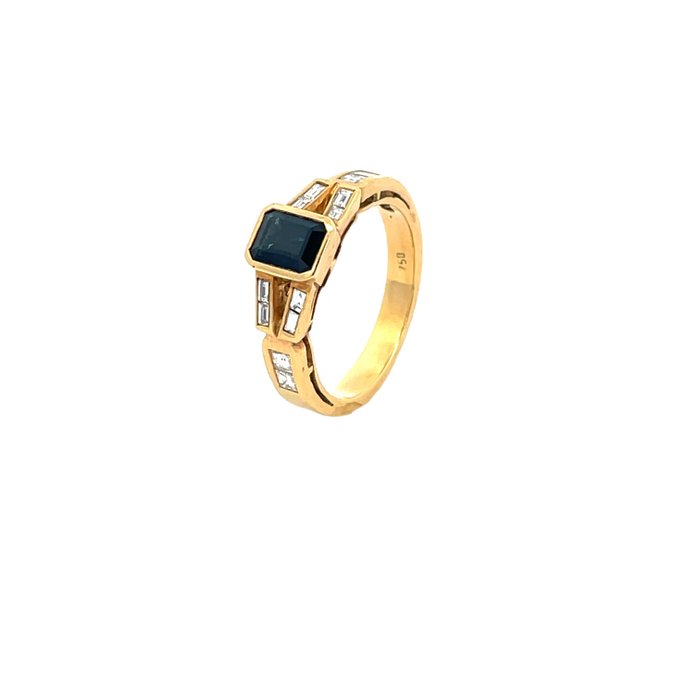 Ring - 18 kraat Gulguld -  0.66ct. tw. Safir - Diamant