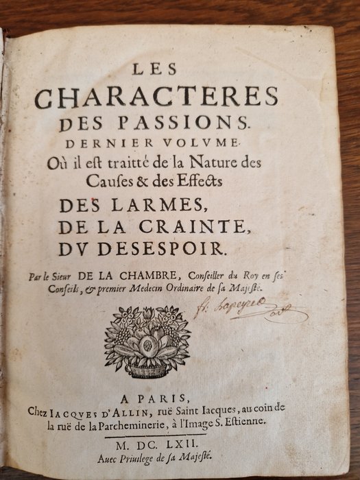 Marin Cureau de la Chambre - Les characteres des passions Volume 5 - 1662