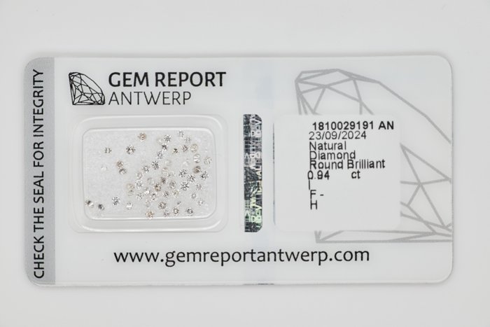 Ingen mindstepris - 57 pcs Diamant  (Natur)  - 0.94 ct - Rund - F, H - I1, I2, I3 - Gem Report Antwerp (GRA)