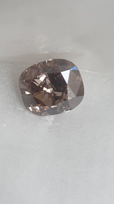 1 pcs Diamant  (Naturfarvet)  - 2.04 ct - Pude - Fancy deep Rosa Brun - I1 - Antwerp Laboratory for Gemstone Testing (ALGT)