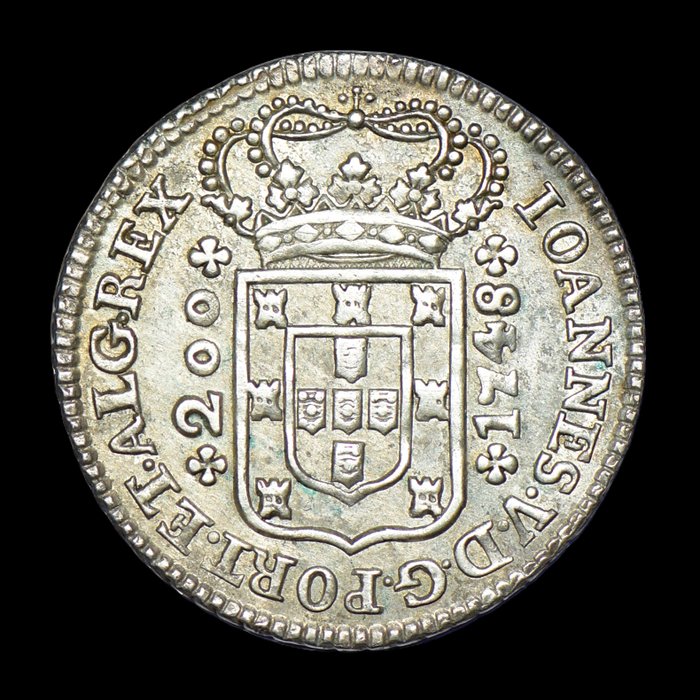 Portugal D João V (1706-1750) 12 Vinténs (240 Reis) 1748 - Coroa Com Arcos Simples