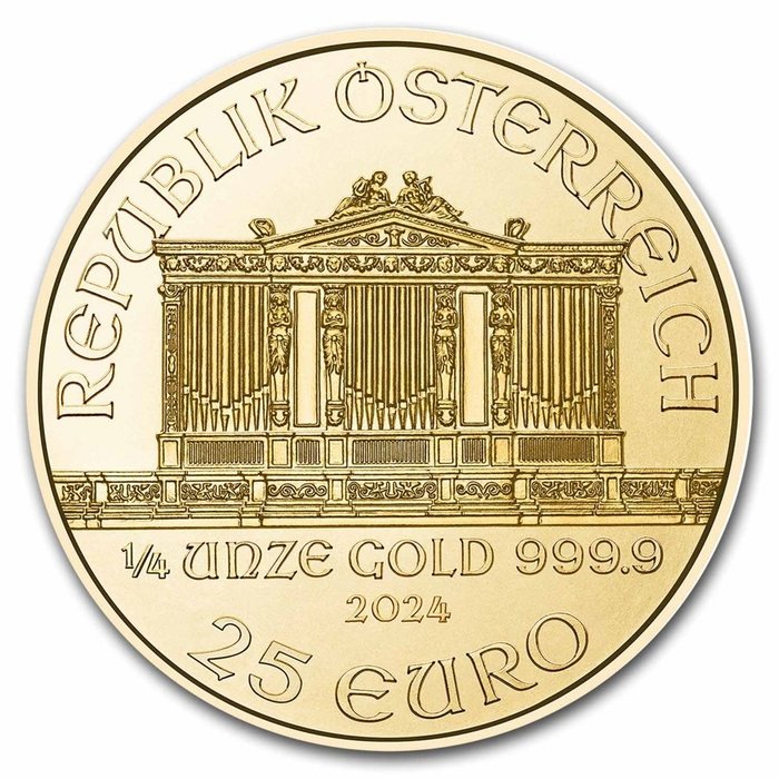 Østrig 2024 1/4 oz €25 EUR Gold Philharmonic Coin BU