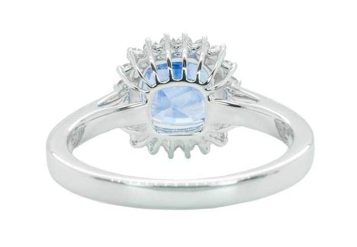 Ingen mindstepris - Ring - 18 kraat Hvidguld, Blå (Ceylon) -  3.13ct. tw. Safir - Diamant - 0,22 ct - VS