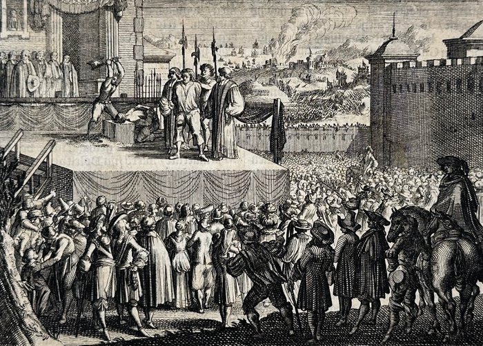 Jan Luyken (1649-1712) - Print of the scene of King Charles execution, 1649 - 1698