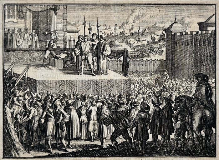 Jan Luyken (1649-1712) - Print of the scene of King Charles execution, 1649 - 1698